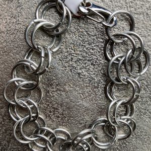 Chainmaille big ring stainless steel bracelet