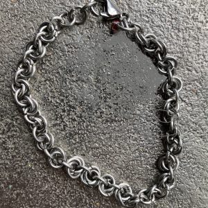 Stainless steel chainmaile single rose in a row bracelet